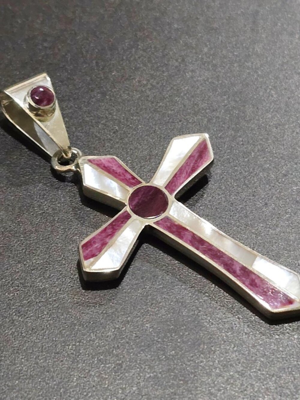 Peruvian Artistry ✦ Multi Gemstone Cross Pendant ✦ Sterling Silver 4.00ctw - Picture 5 of 12